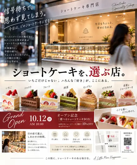 洋菓子店チラシの制作サンプル