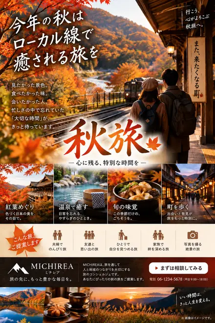 秋の旅行広告の制作サンプル
